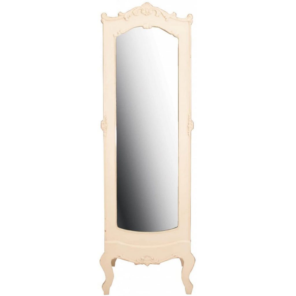 pfj012_French Antique Style Cream Cheval Mirror