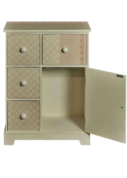pfj421-open_Shabby Chic Cream Bedside Drawer Cabinet