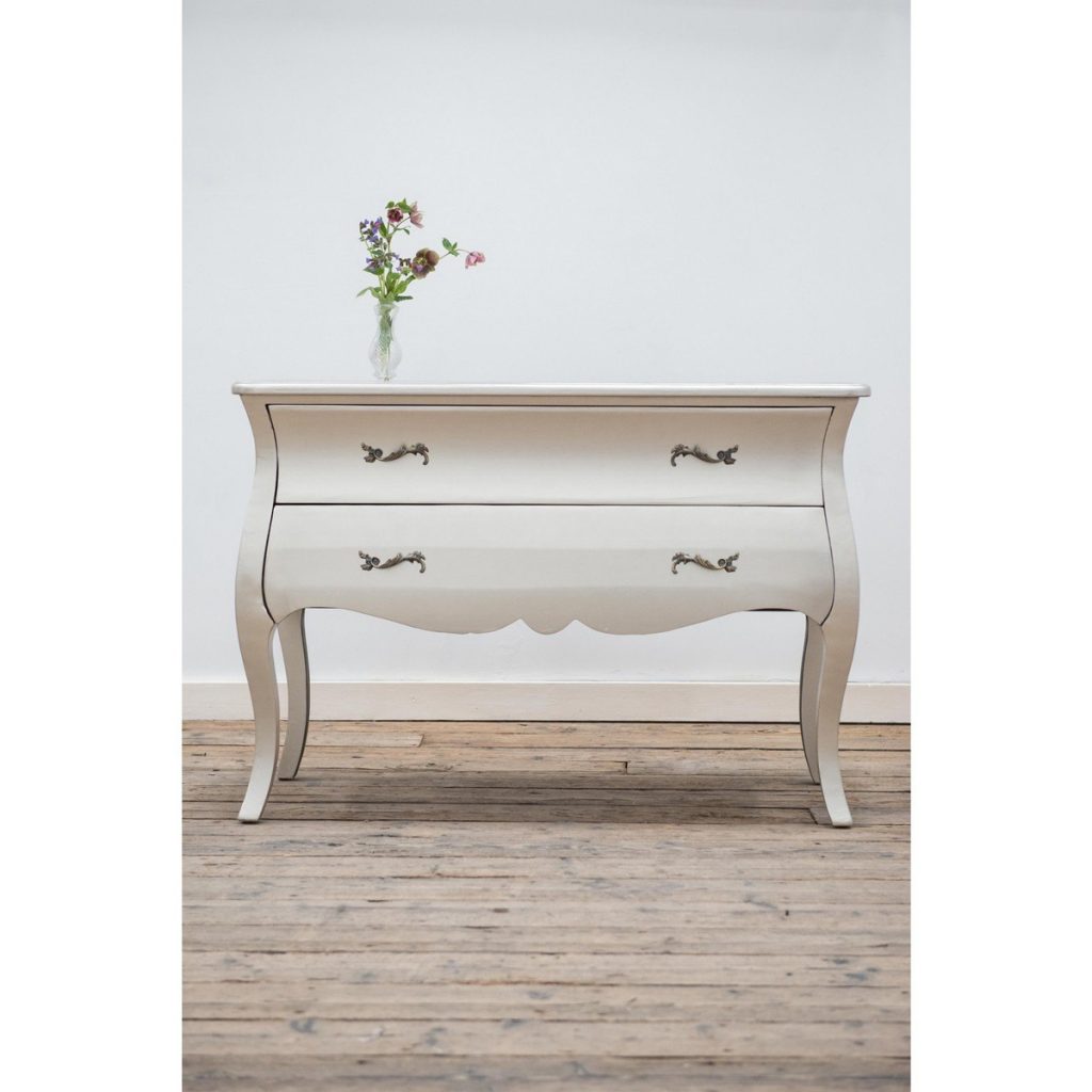 tmf-wd-2d-02_2 Rococo Style Matt Silver 2 Drawer Chest