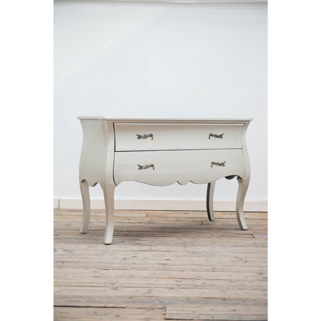 tmf-wd-2d-02_3 Rococo Style Matt Silver 2 Drawer Chest