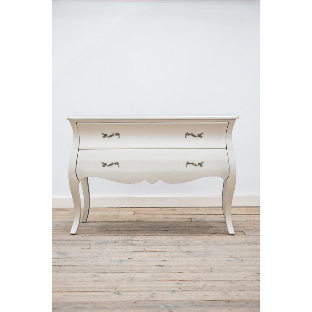 tmf-wd-2d-02_5 Rococo Style Matt Silver 2 Drawer Chest