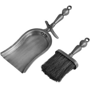 11417-a Antique Pewter Grey Hearth Tidy Set