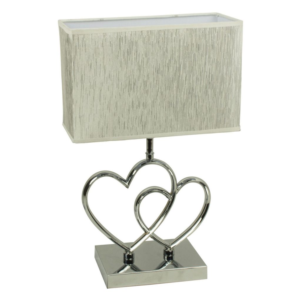 2 Hearts Silver Chrome Table Lamp b