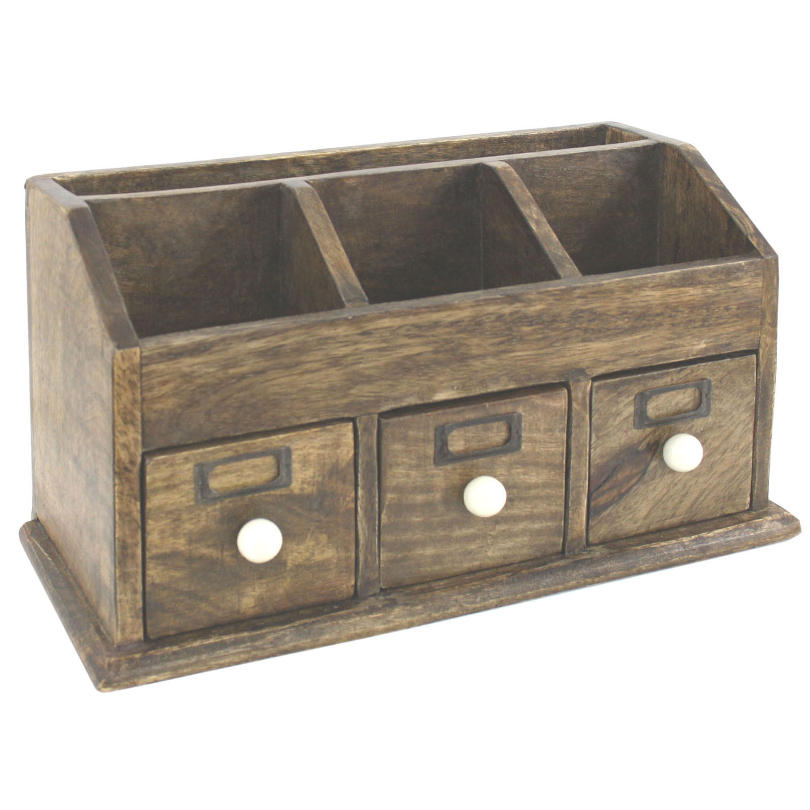 Natural Brown Wood Letter Rack Organiser Interior Flair