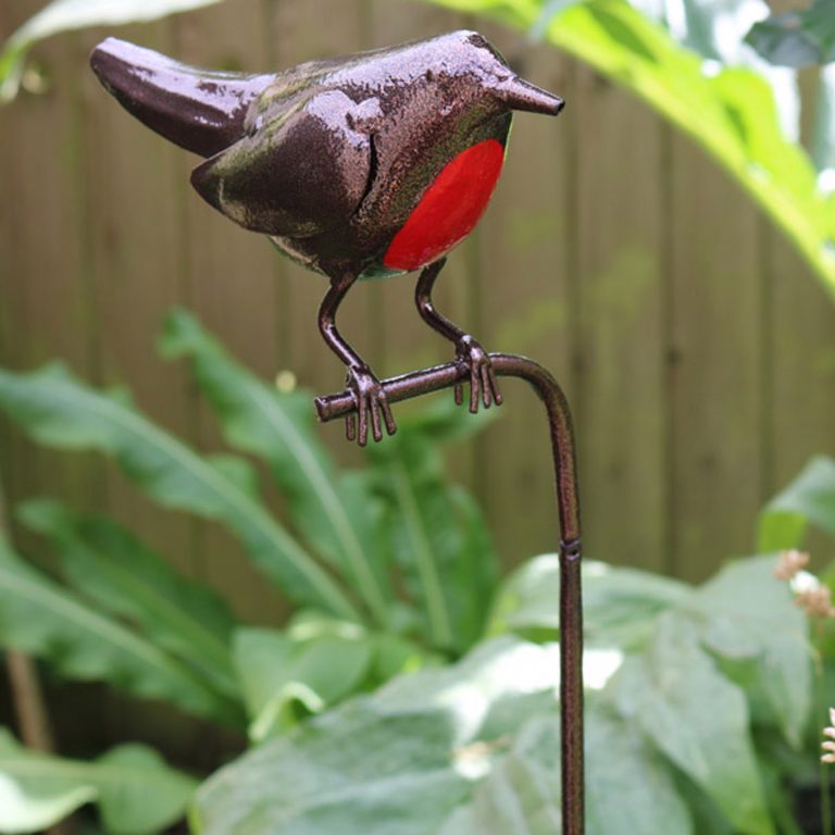 Metal Robin Garden Ornament Plant Stake b Interior Flair