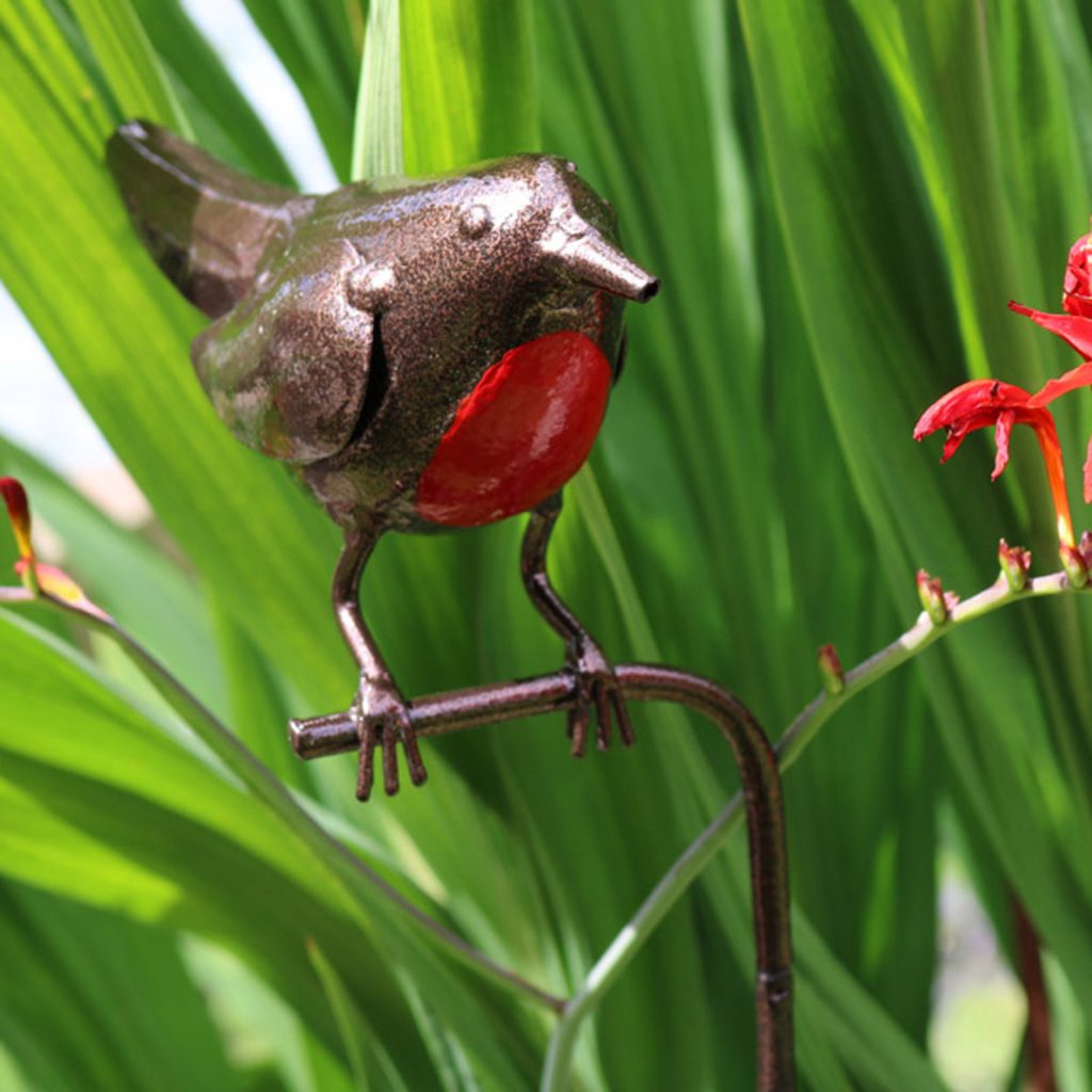 Metal Robin Garden Ornament Plant Stake c
