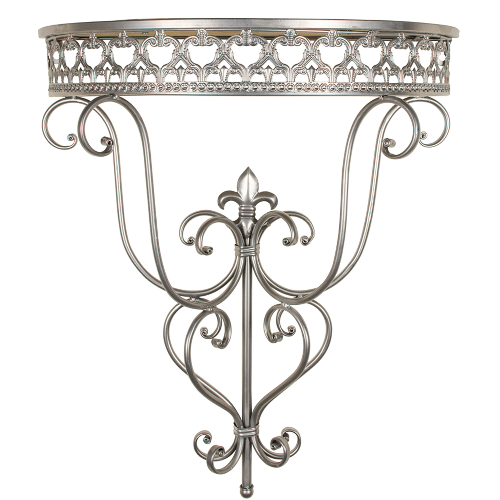 Ornate Vintage Style Silver Wall Sconce Shelf b Interior Flair
