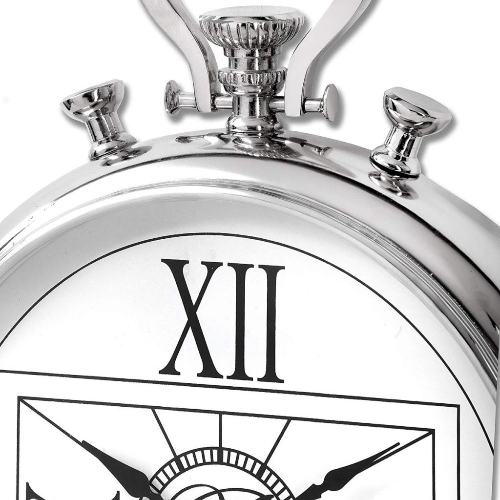18240-a Large Pocket Watch Style Silver Clock