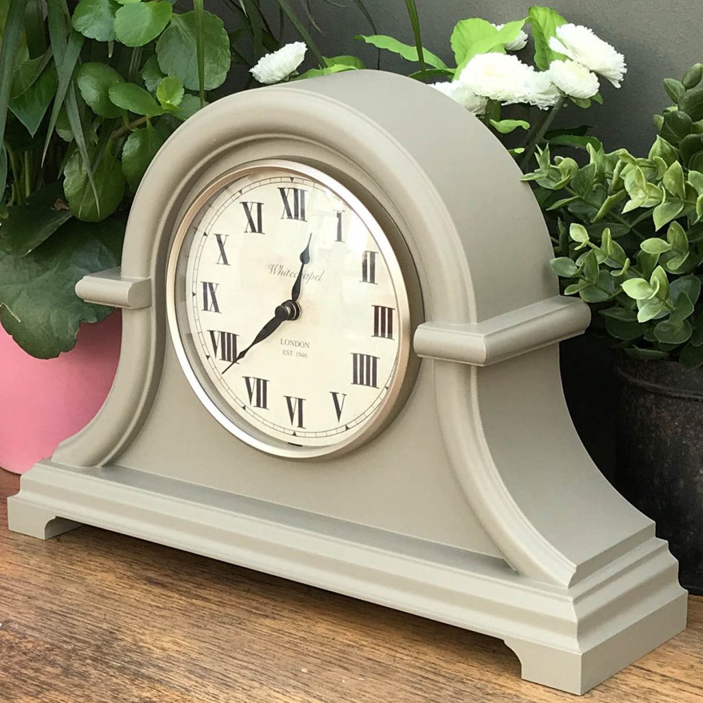 EG147B_2 Traditional Style Taupe Grey Mantel Clock