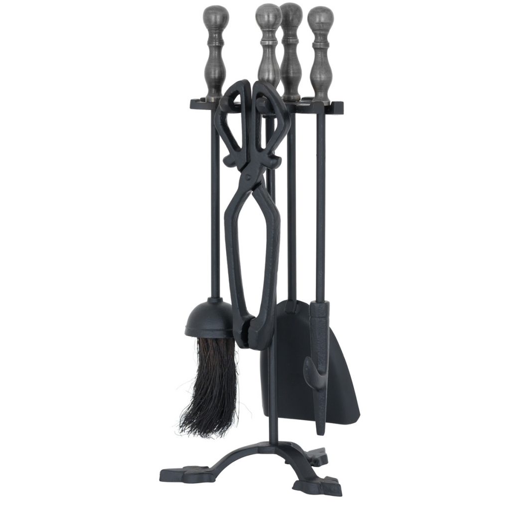 19101 Antique Black Pewter Grey Fireside Set