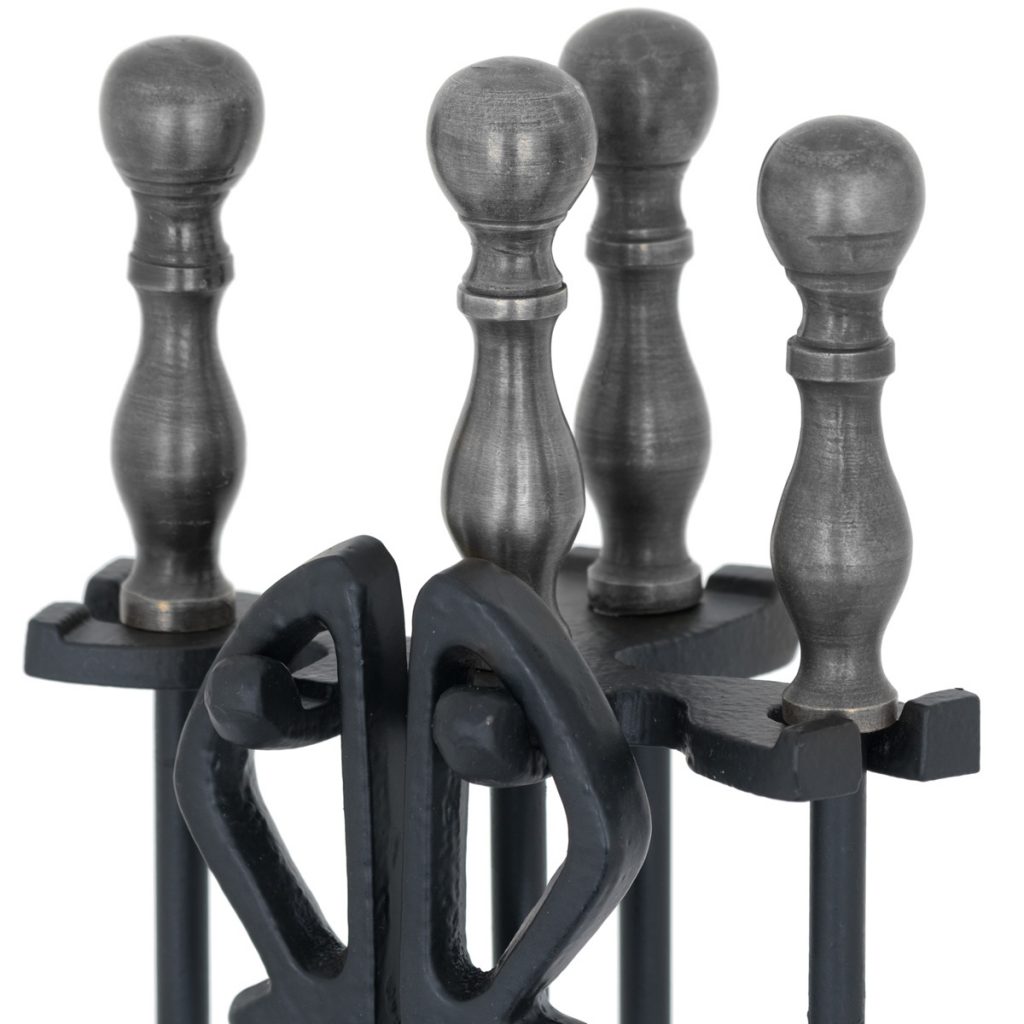 19101-a Antique Black Pewter Grey Fireside Set