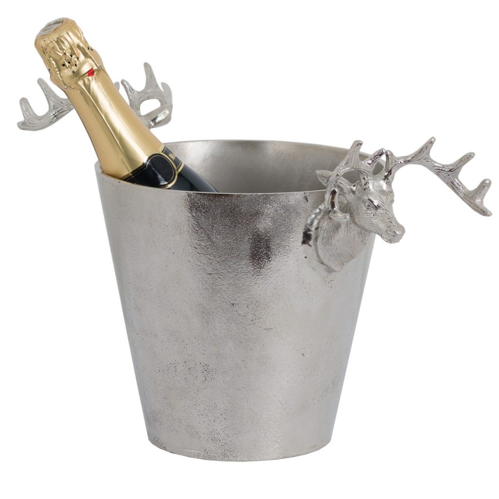 19133-b Antique Grey Stag Champagne Wine Holder