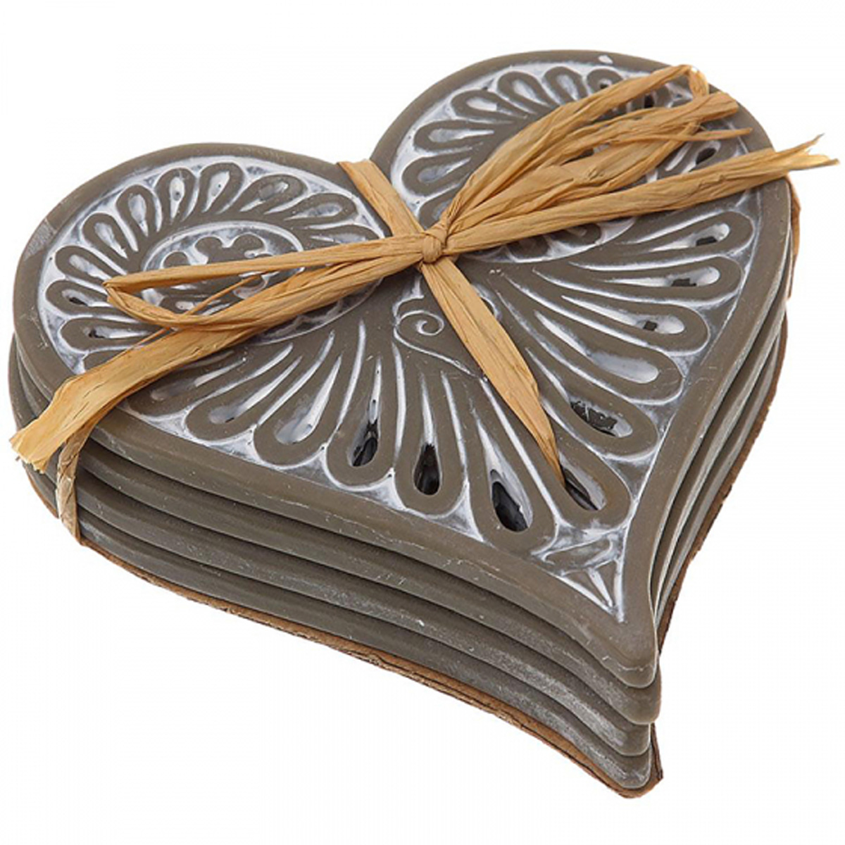 20679 Shabby Chic Heart Grey Coasters Interior Flair