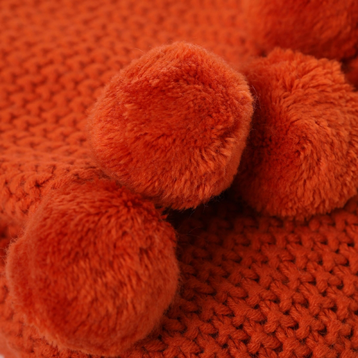 42530 A Burnt Orange Pom Pom Throw Blanket Interior Flair