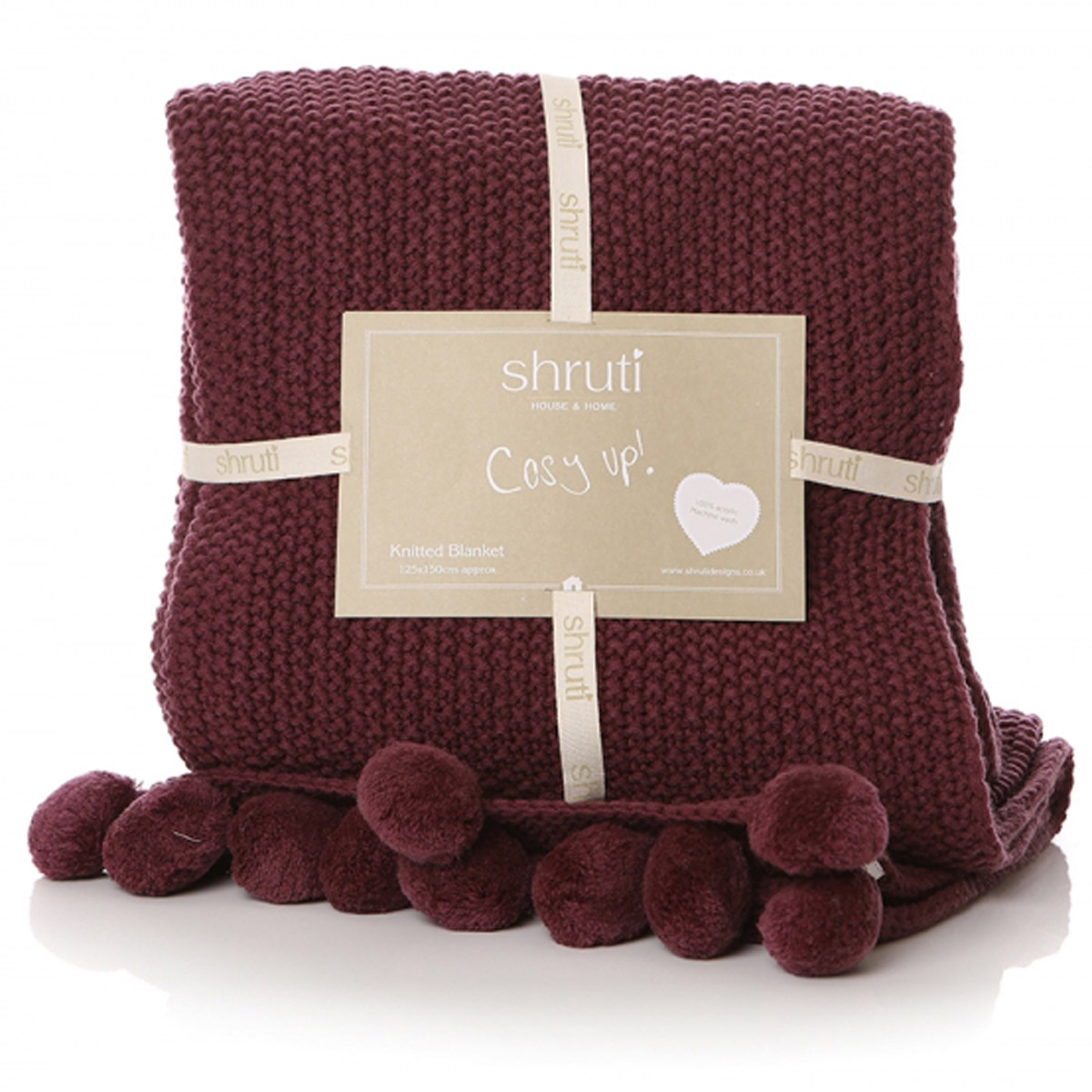 42531 Berry Pink Pom Pom Throw Blanket Interior Flair