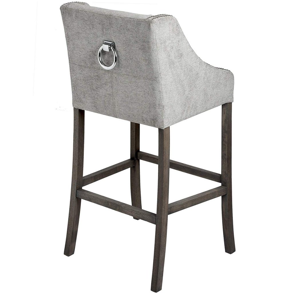 Silver Grey Upholstered Bar Stool a