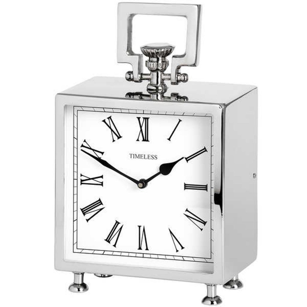 16978 Pocket Watch Style Square Silver Table Clock