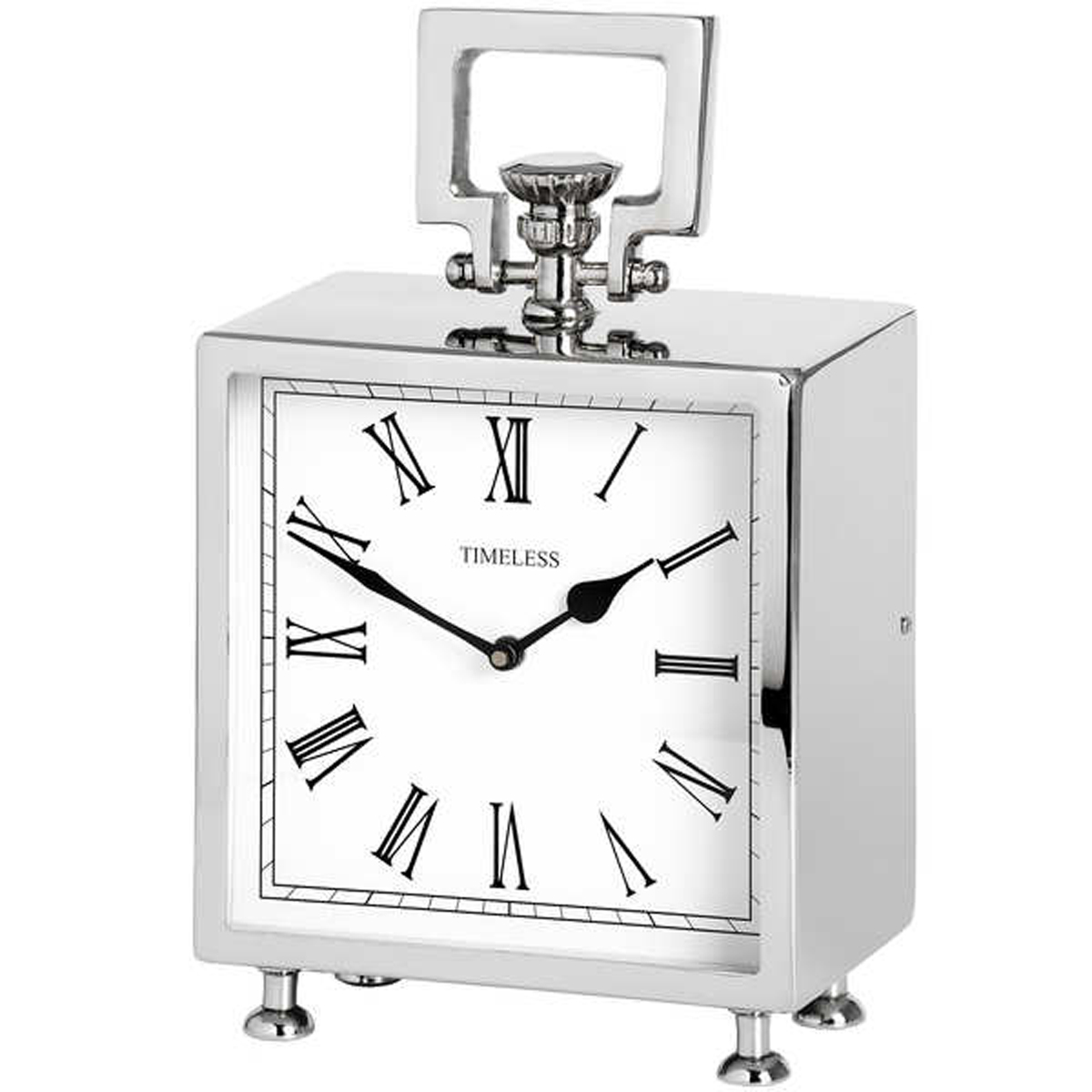 16978 Pocket Watch Style Square Silver Table Clock Interior Flair