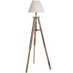 18556 Large Wooden Tripod Floor Lamp