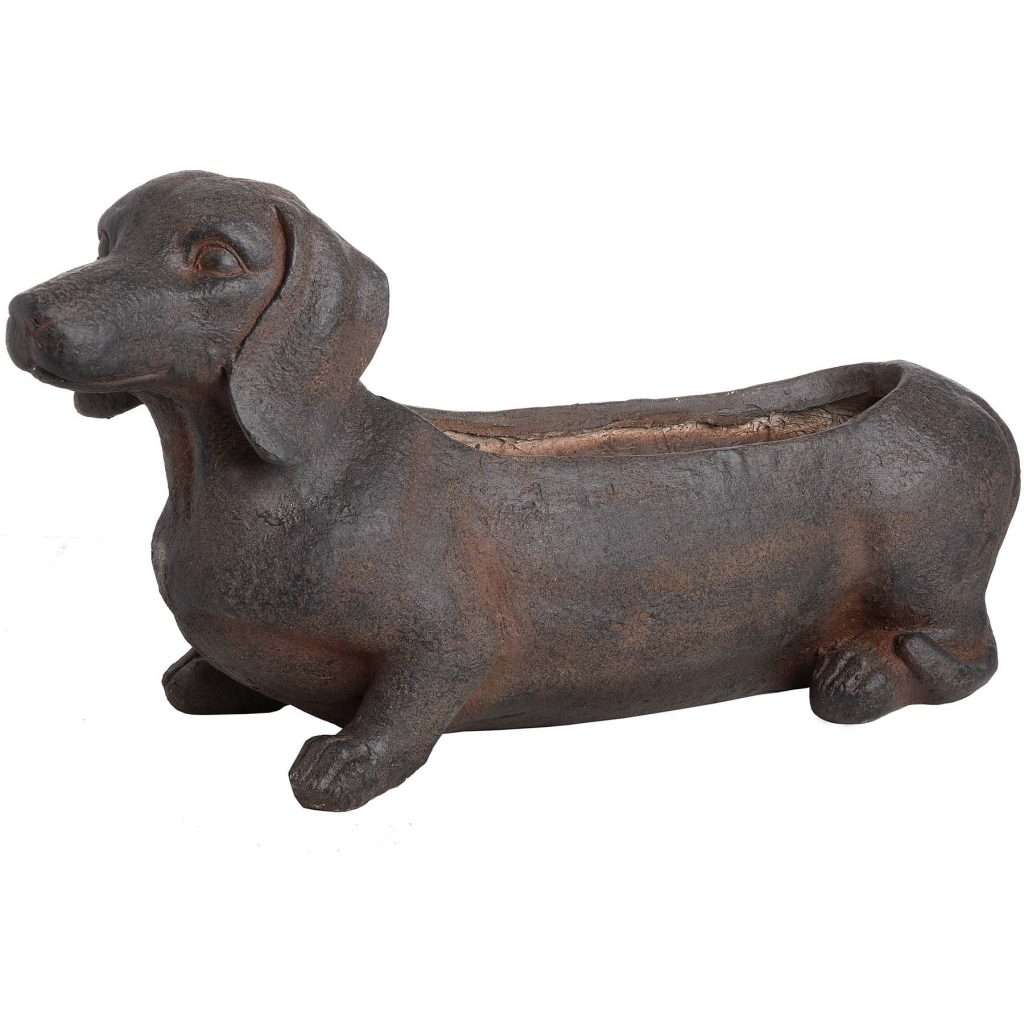 18671a Large Rustic Sausage Dog Brown Planter Interior Flair