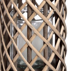 18722-a Tall Cylinder Wicker Candle Lantern