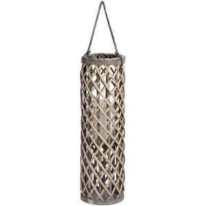 18723 Wicker Cylinder Candle Holder Lantern