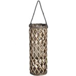 18724 Wicker Cylinder Rope Candle Lantern