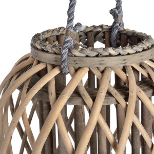 18731-b Large Standing Wicker Candle Lantern