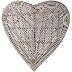 18737 Large Grey White Wicker Heart Decoration