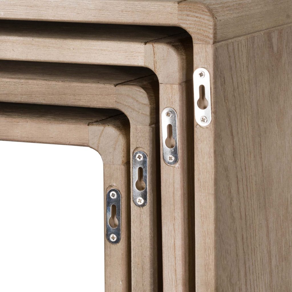 18917-a Set of 4 Wooden Open Square S