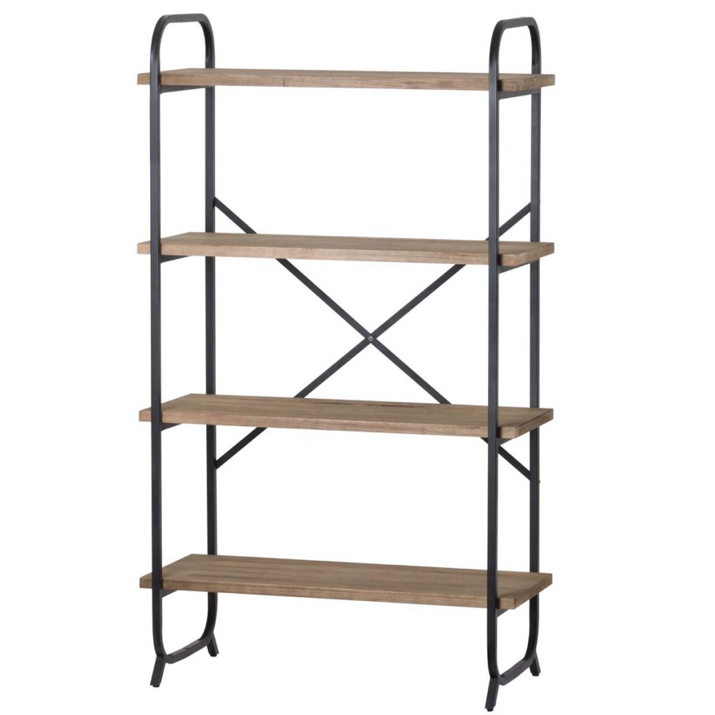 Industrial Style Wooden Metal Shelf Unit Interior Flair