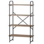 18918 Industrial Style Wooden Metal Shelf Unit