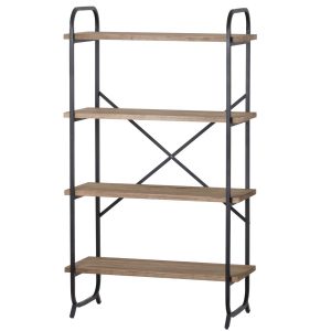 18918 Industrial Style Wooden Metal Shelf Unit