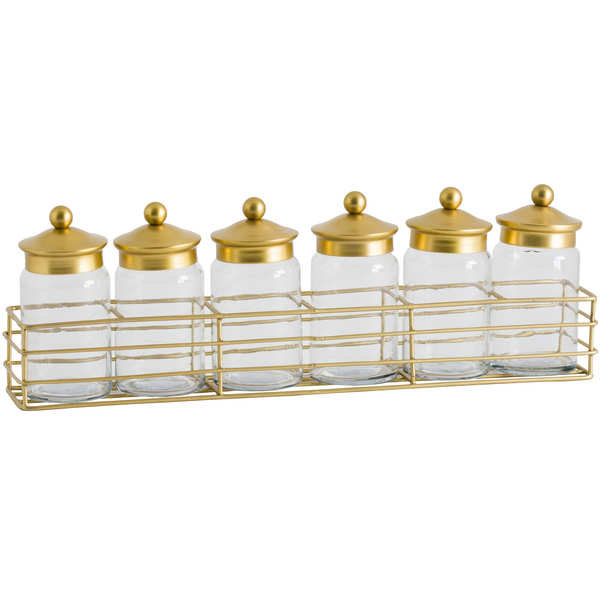 19800 Glass Jars with Brass Lid Spice Rack Interior Flair