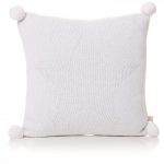 42502 Pom Pom Star White Knitted Cushion