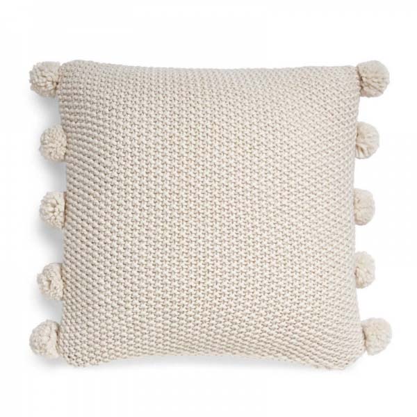 94178 Pom Pom Cream Knitted Cushion