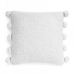 94179 Pom Pom Pale Grey Knitted Cushion