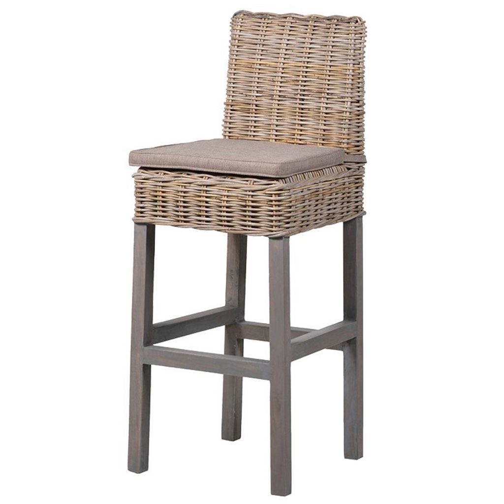 INT4237 New England Grey Wicker Bar Stool