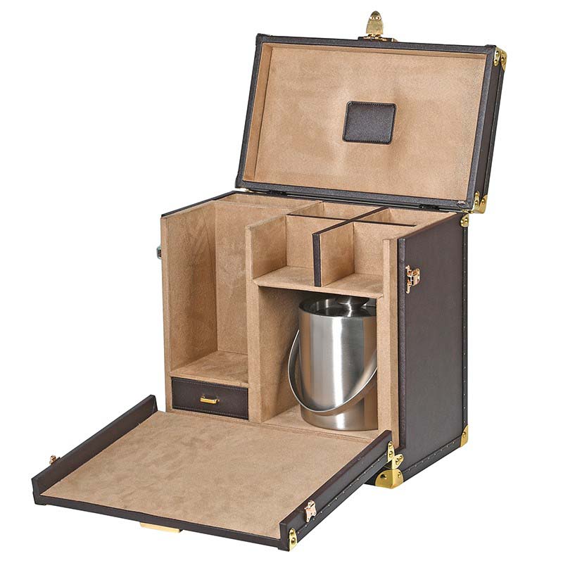 zjh009_2_Antique Brown Drinks Case with Ice Bucket