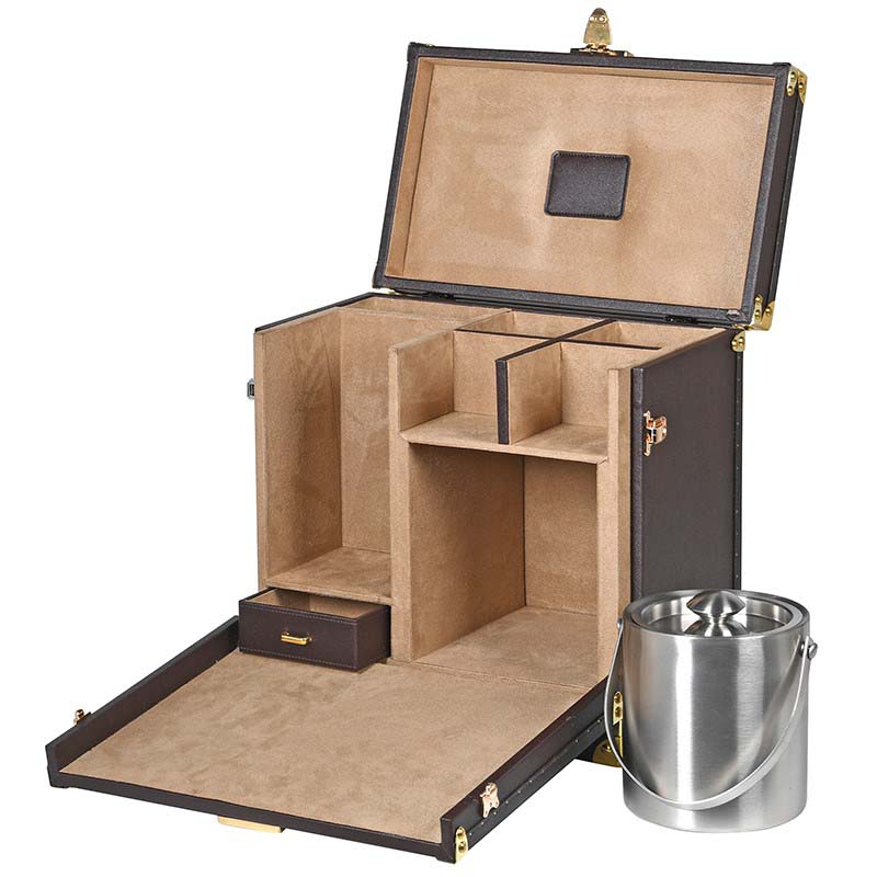 zjh009_3_Antique Brown Drinks Case with Ice Bucket