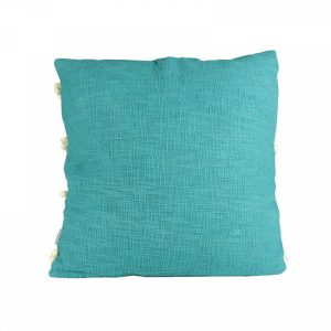 00325 Striped Aqua Blue Pom Pom Cushion