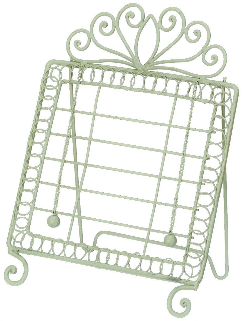 Cream Country Kitchen Metal Cast Iron Style Recipe Book Stand Holder