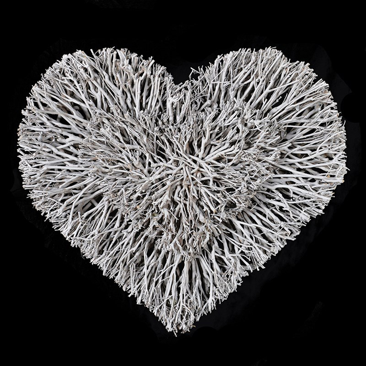 HUQ017 Double Heart White Twig Wall Decoration Interior Flair