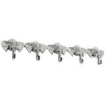 Silver Elephant Heads 5 Wall Hooks