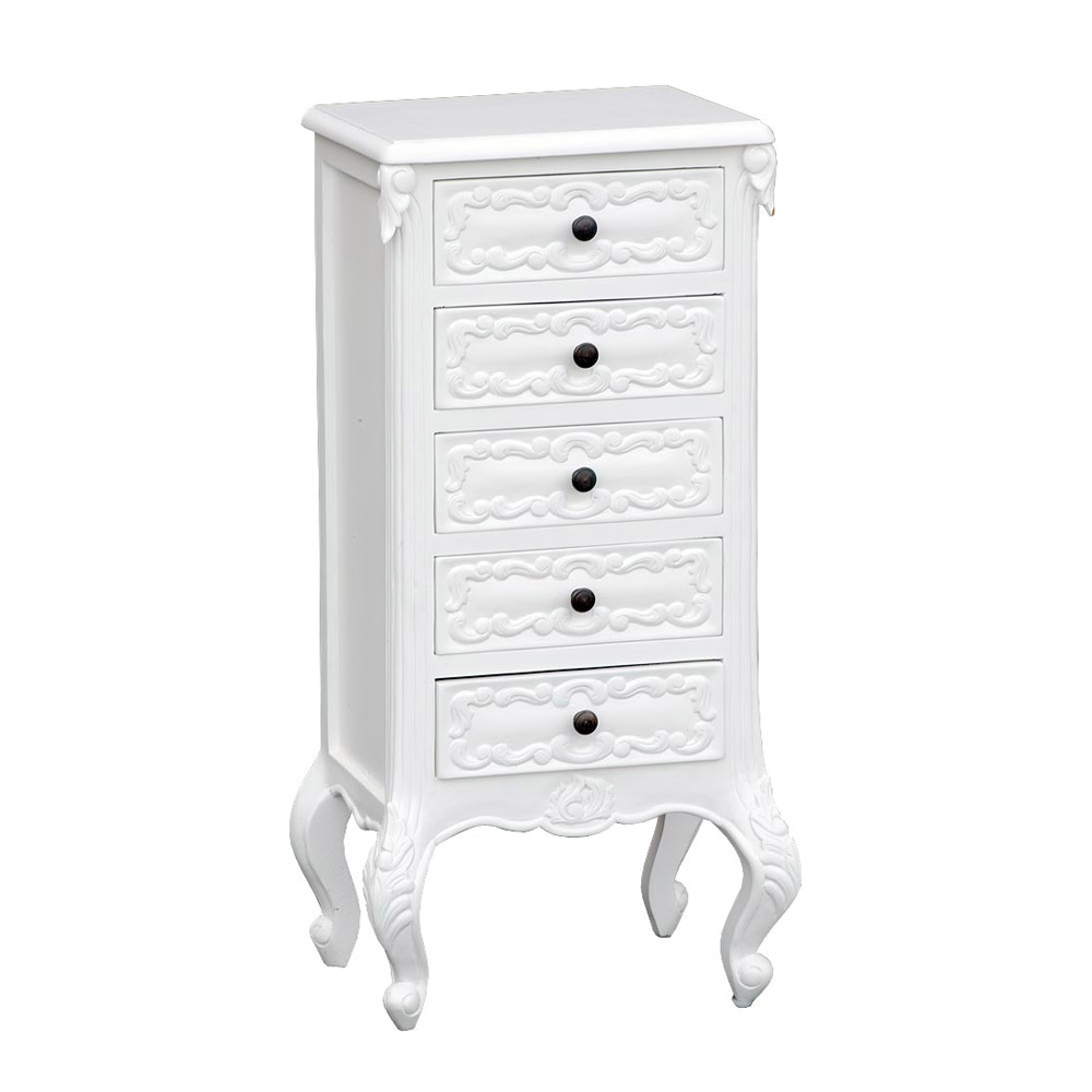 js2032-wh_1 Antique Style Ornate White Tall Boy
