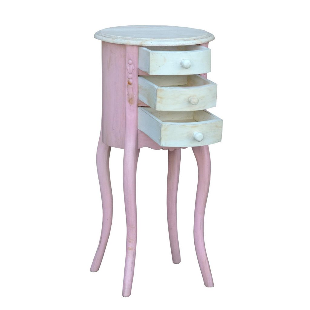 js2102-piwh-open_1 Shabby Chic Vintage Pink White Bedside Table