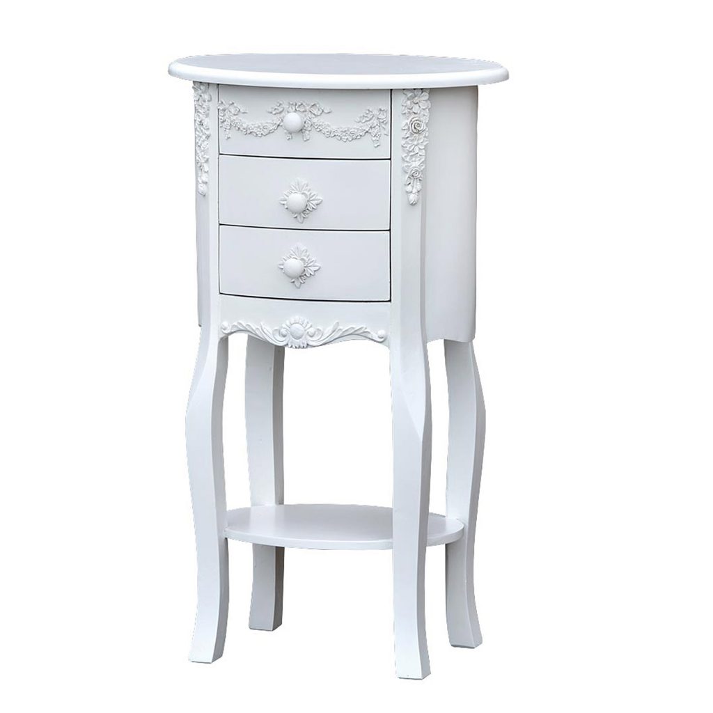 r10-1088-wh_1_1 Ornate White Oval Bedside Table Cabinet