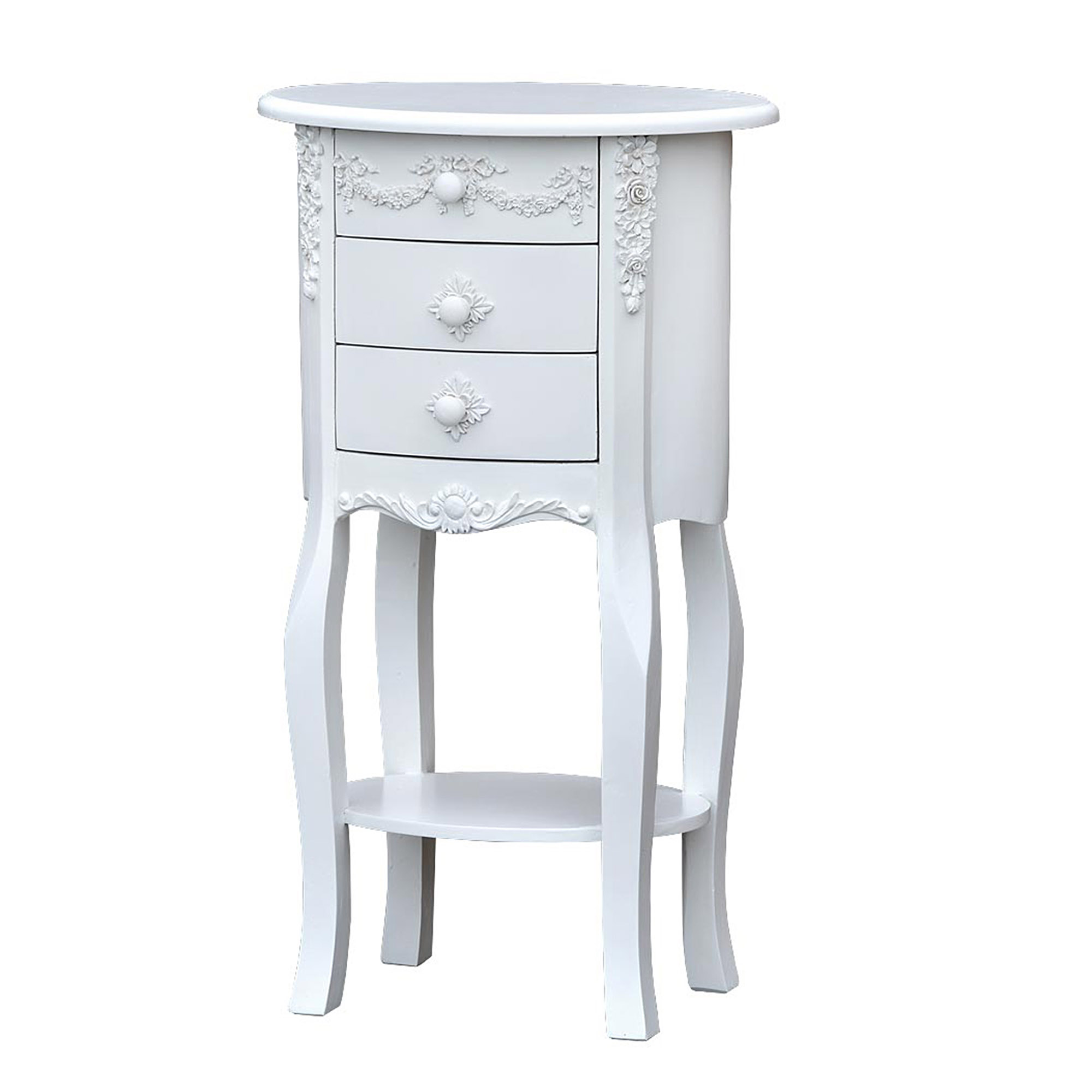 Ornate White Oval Bedside Table Cabinet Interior Flair