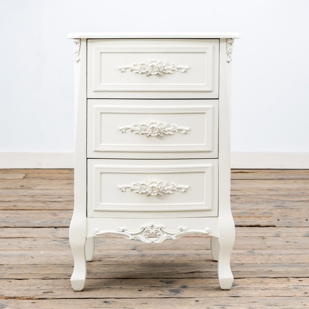 tfg-222-wh_02 Ornate Soft White Floral Bedside Table