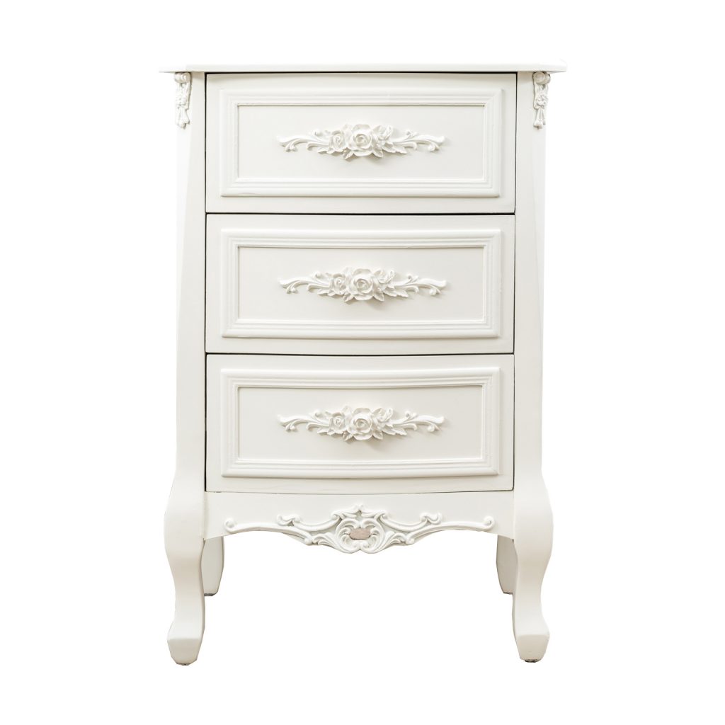 tfg-222-wh_white Ornate Soft White Floral Bedside Table
